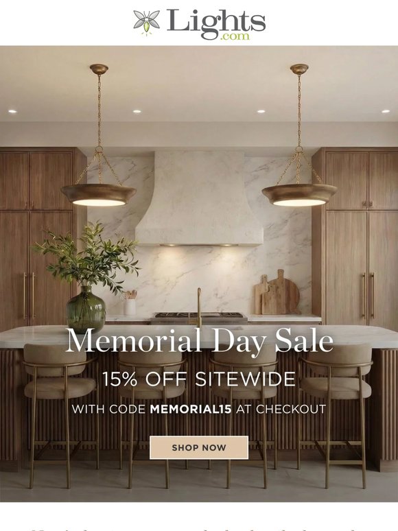 Upgrade Every Room. 15% Off Every Light