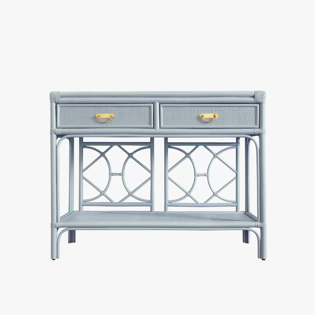 Image of Fernandina Light Blue Rattan Console