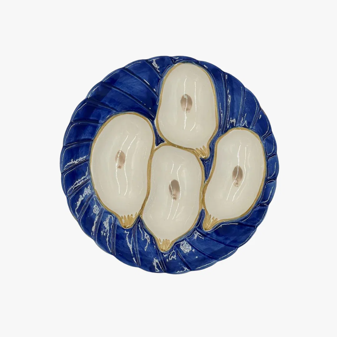 Image of Cobalt Gilded Oyster Plate