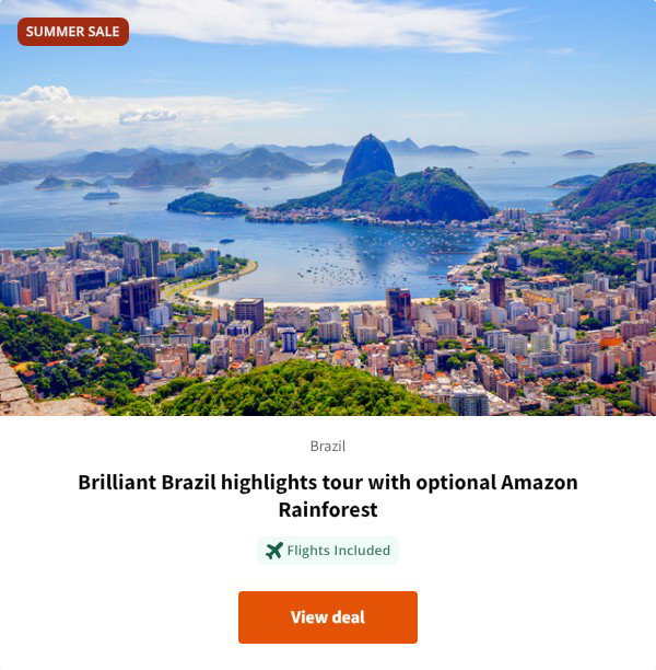 Brilliant Brazil highlights tour with optional Amazon Rainforest