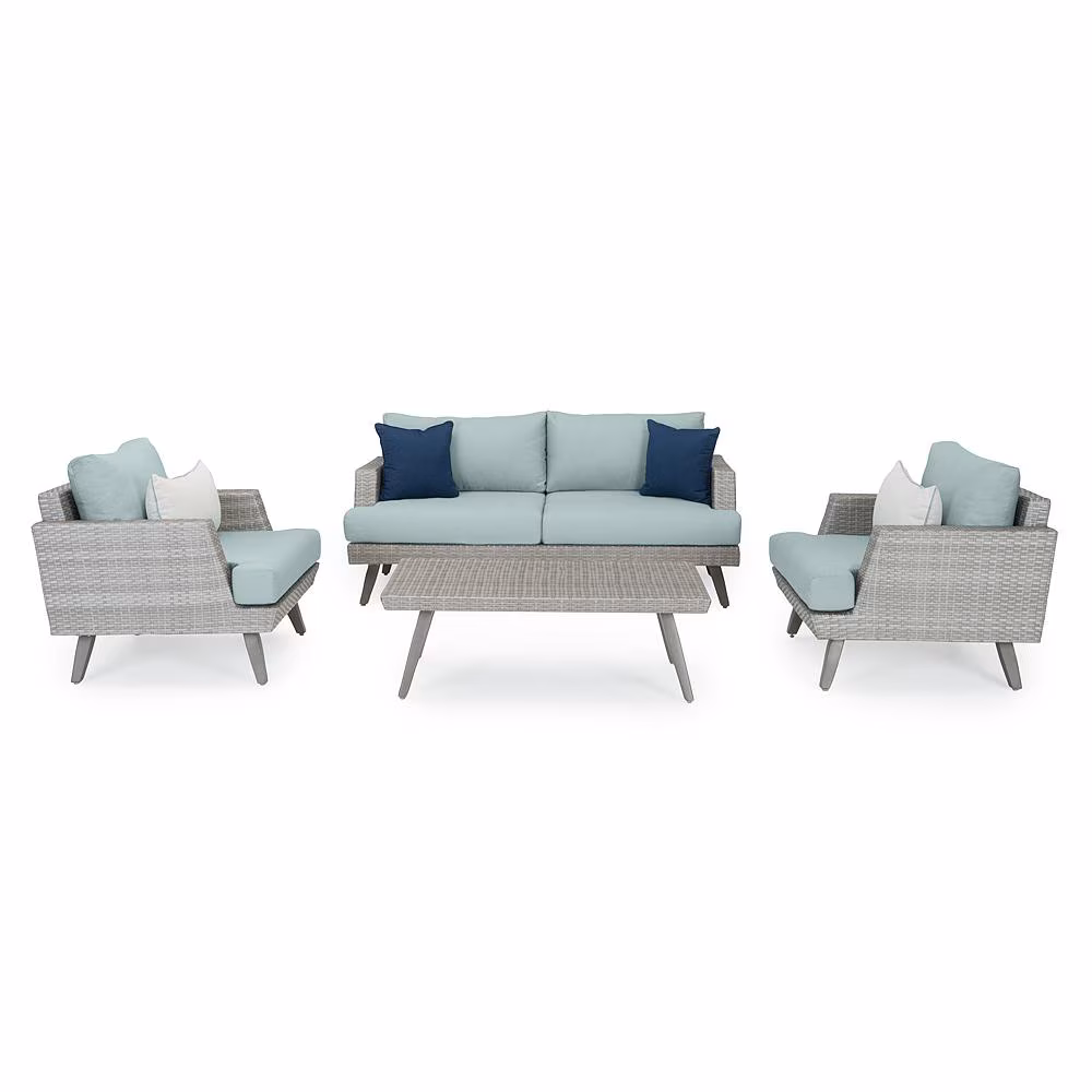 Portofino® Casual 4 Piece Sunbrella® Outdoor Love Seat Group - Spa Blue