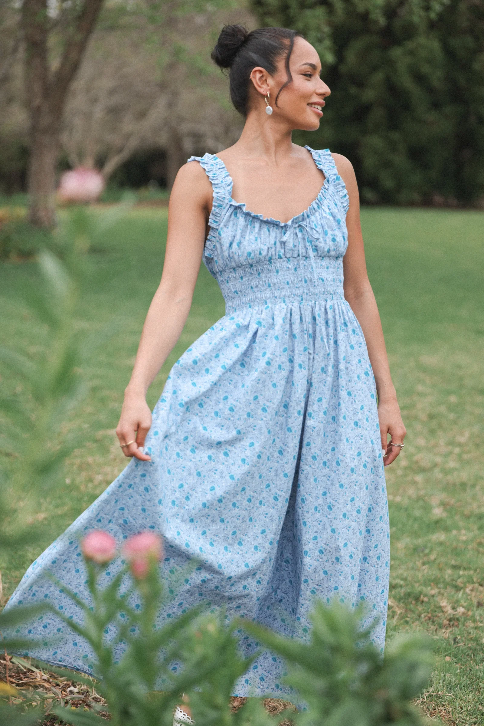 Image of Marlena Midi Dress - Blue Floral