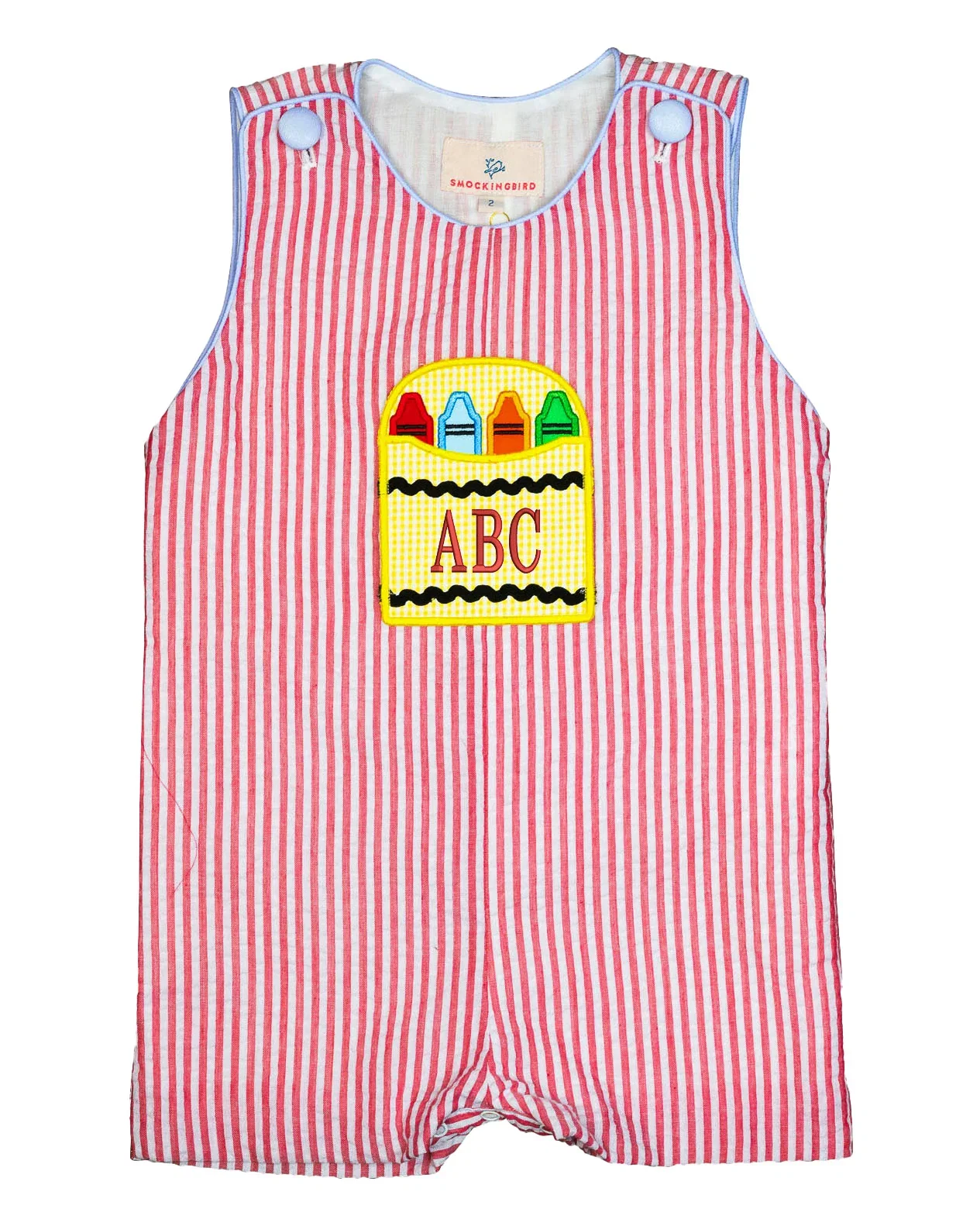 Image of Crayon Pocket Red Seersucker Shortall