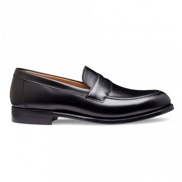 Hadley EF Penny Loafer in Black Calf Leather