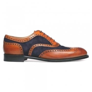 Edwin Two Tone Oxford Brogue in Chestnut Calf/Navy Suede