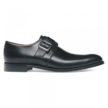 Moorgate Single Buckle Monk Shoe in Black Calf Leather