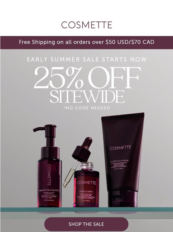 Summer Skin Starts Early: 25% Off Sitewide