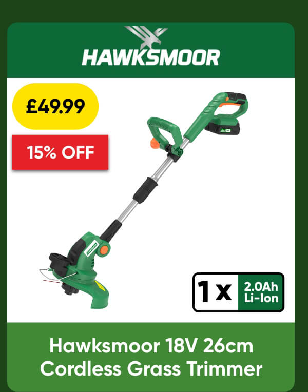 Hawksmoor 18V 26cm Cordless Grass Trimmer 1 x 2.0Ah