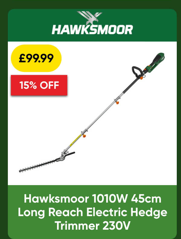 Hawksmoor 1010W 45cm Long Reach Electric Hedge Trimmer 230V
