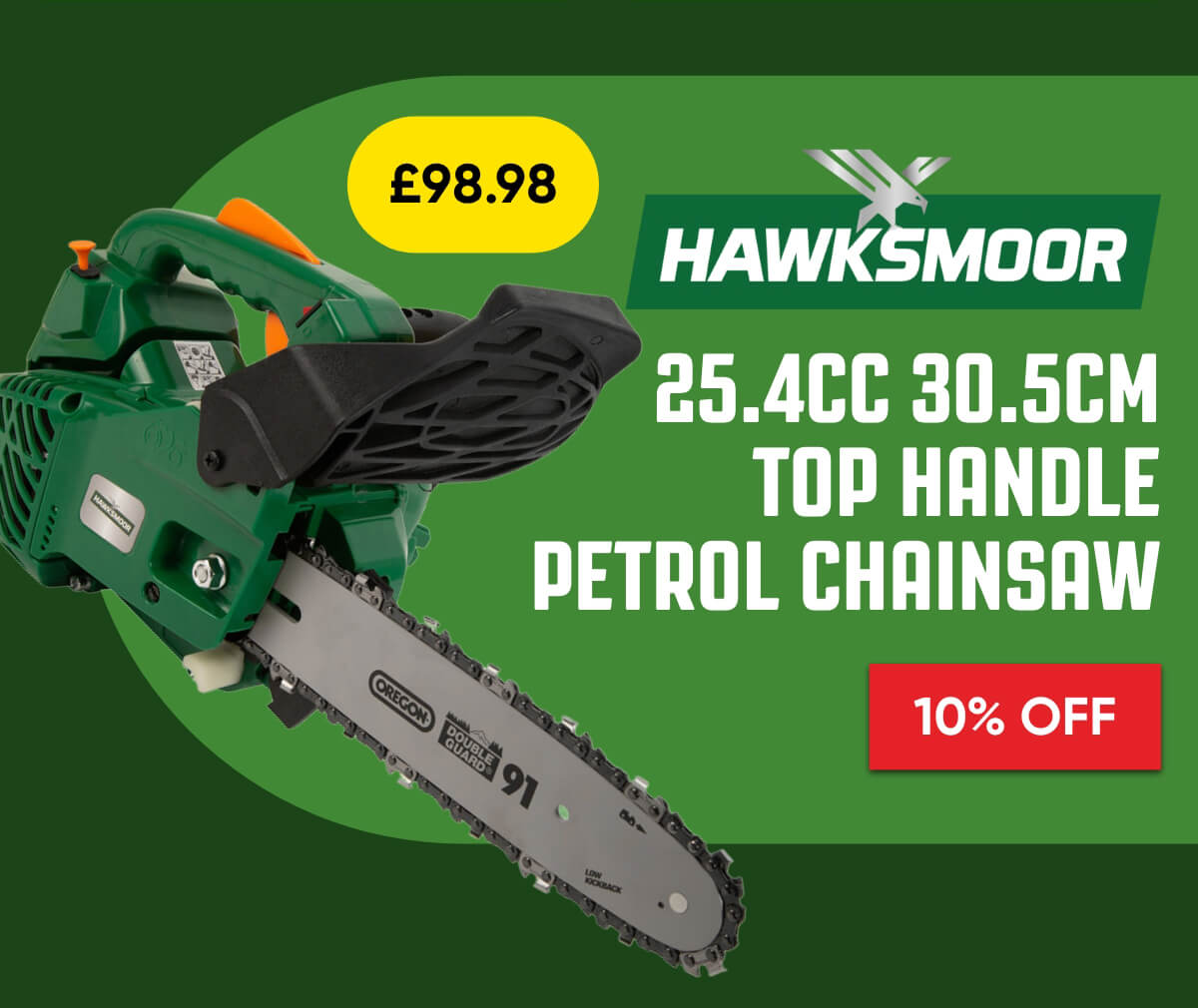 Hawksmoor 25.4cc 30.5cm Top Handle Petrol Chainsaw