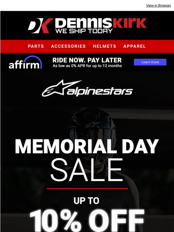 Motorcycle Riders: Take up to 10% Off Select Alpinestars Gear that won't Back Down - Starting Now til May 25th!