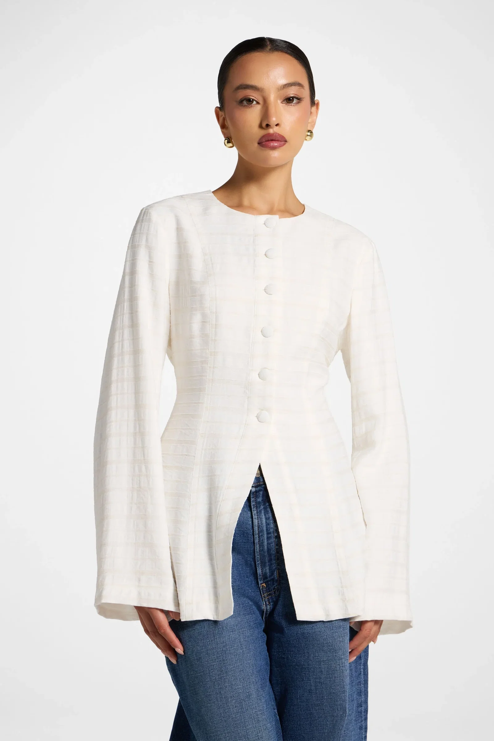 Image of Alice Lace Up Back Top - Natural