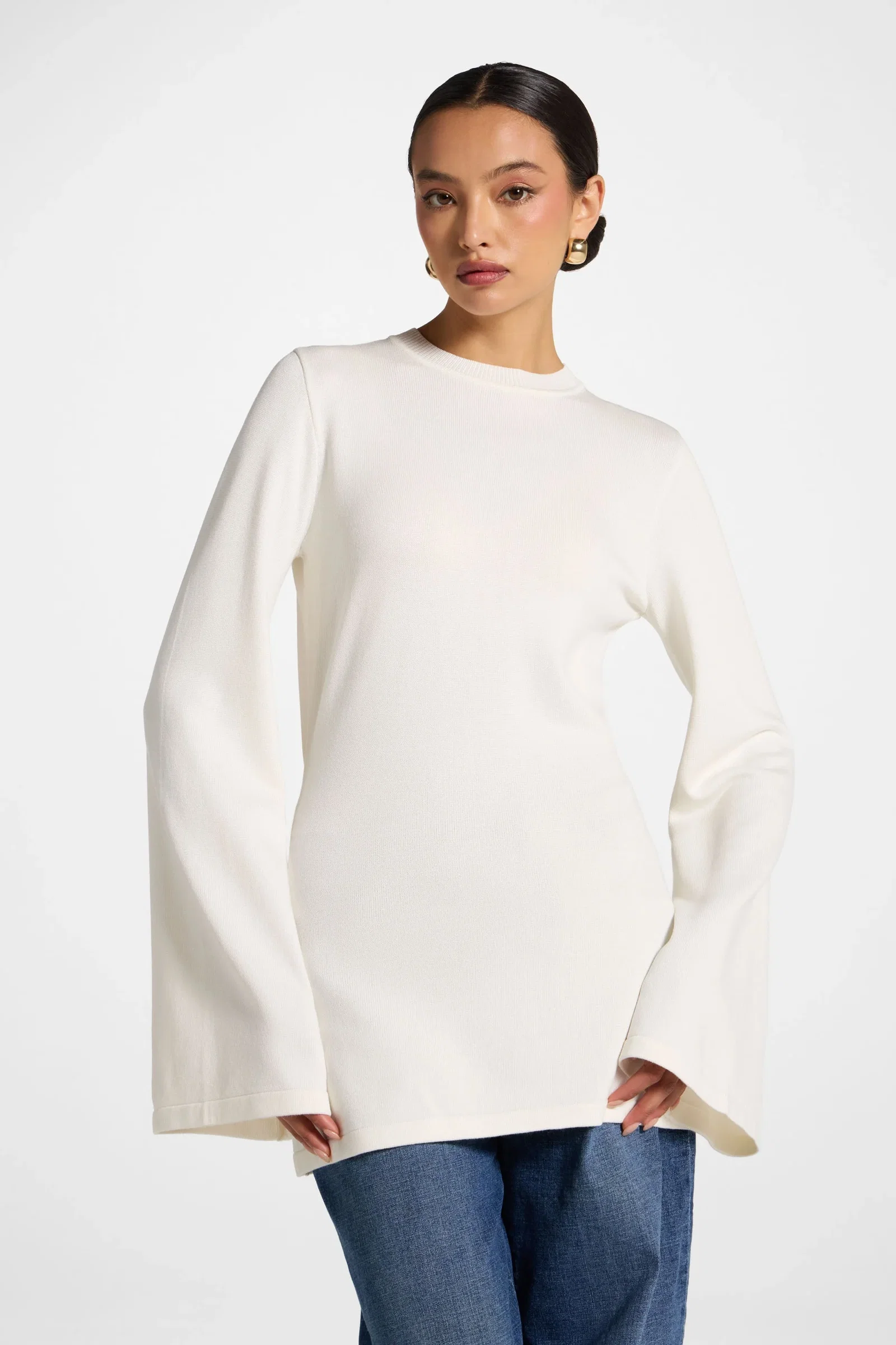 Image of Tie Back Knit Top - White