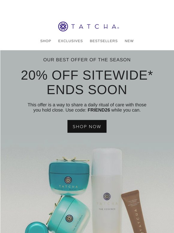 Ends Soon: 20% off sitewide