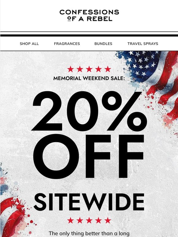 20% Off: Memorial Weekend Sale