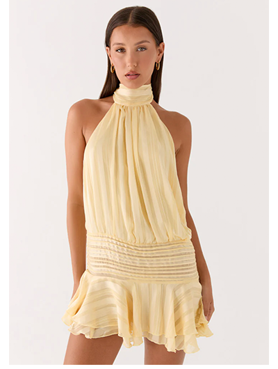 Willow Chiffon Mini Dress - Yellow