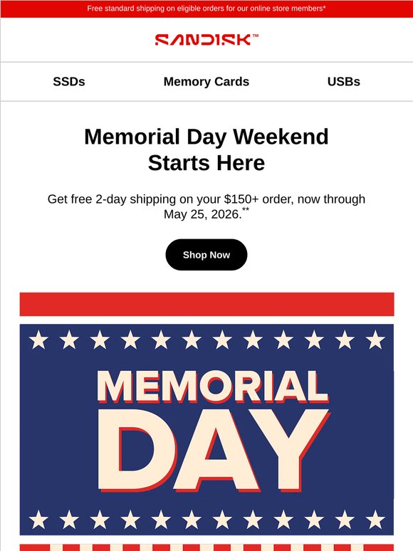 Get free 2-day shipping by May 25th