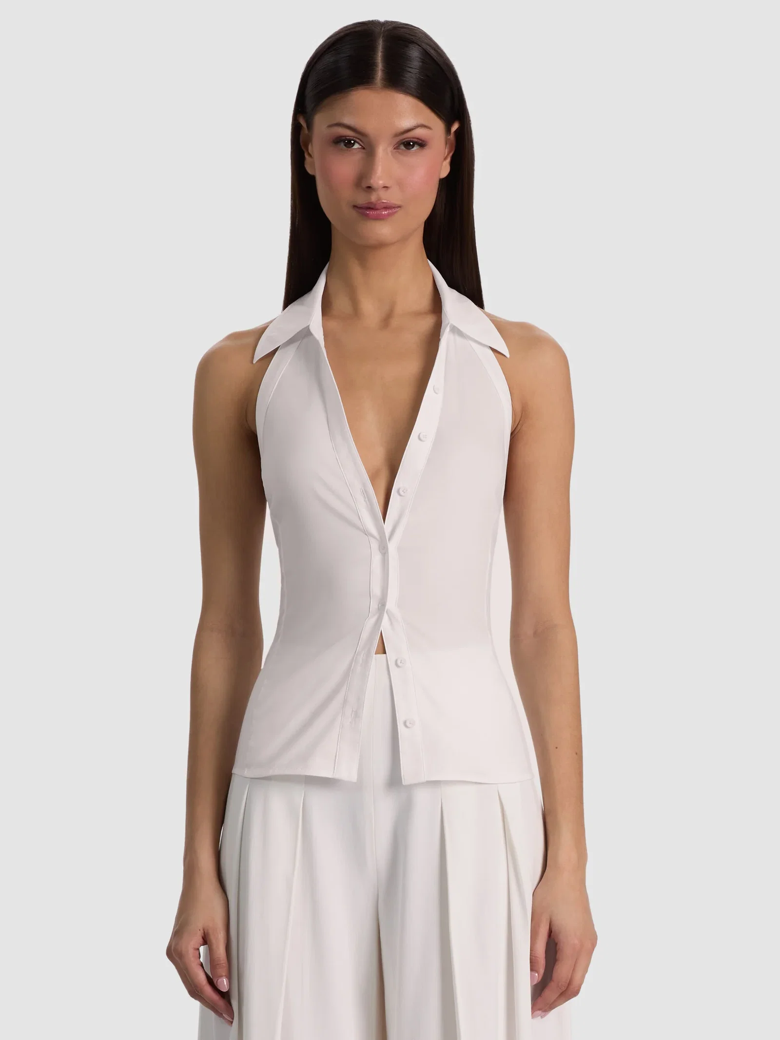 Image of Freya Button Down Halter Top - Off White