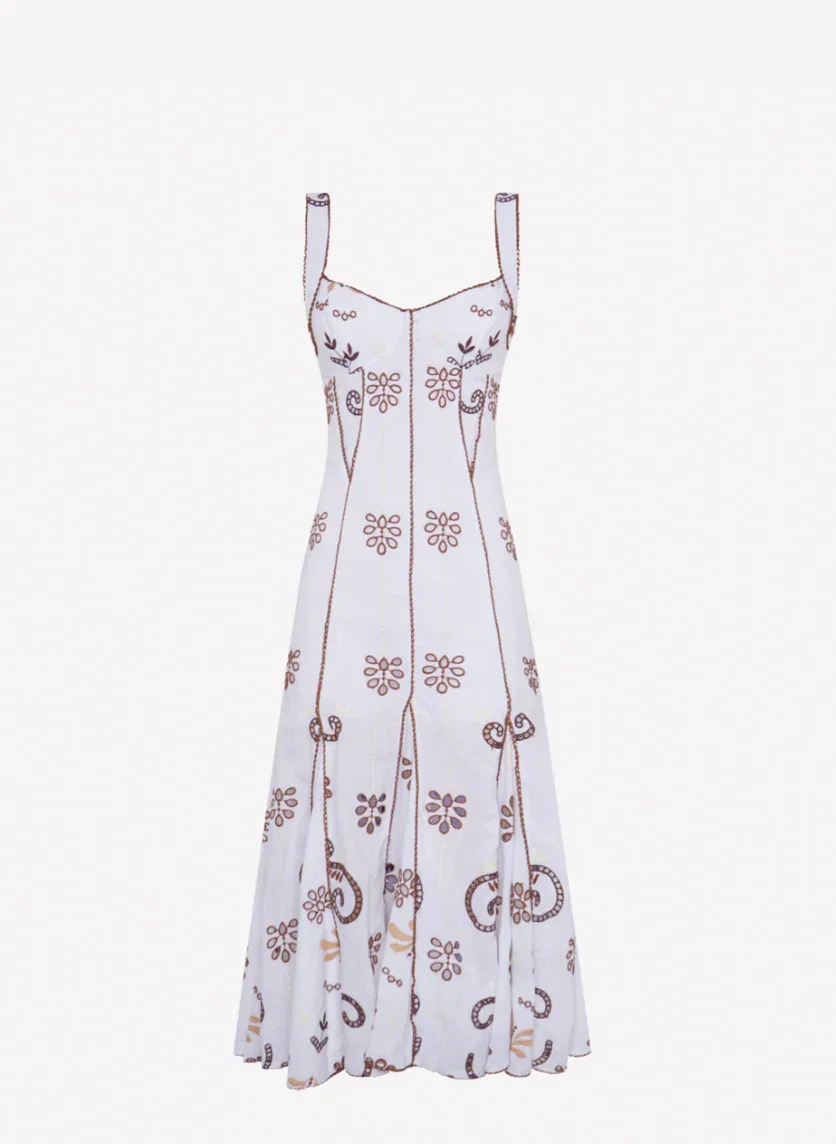 Image of  Long Dress Naia - White/Brown