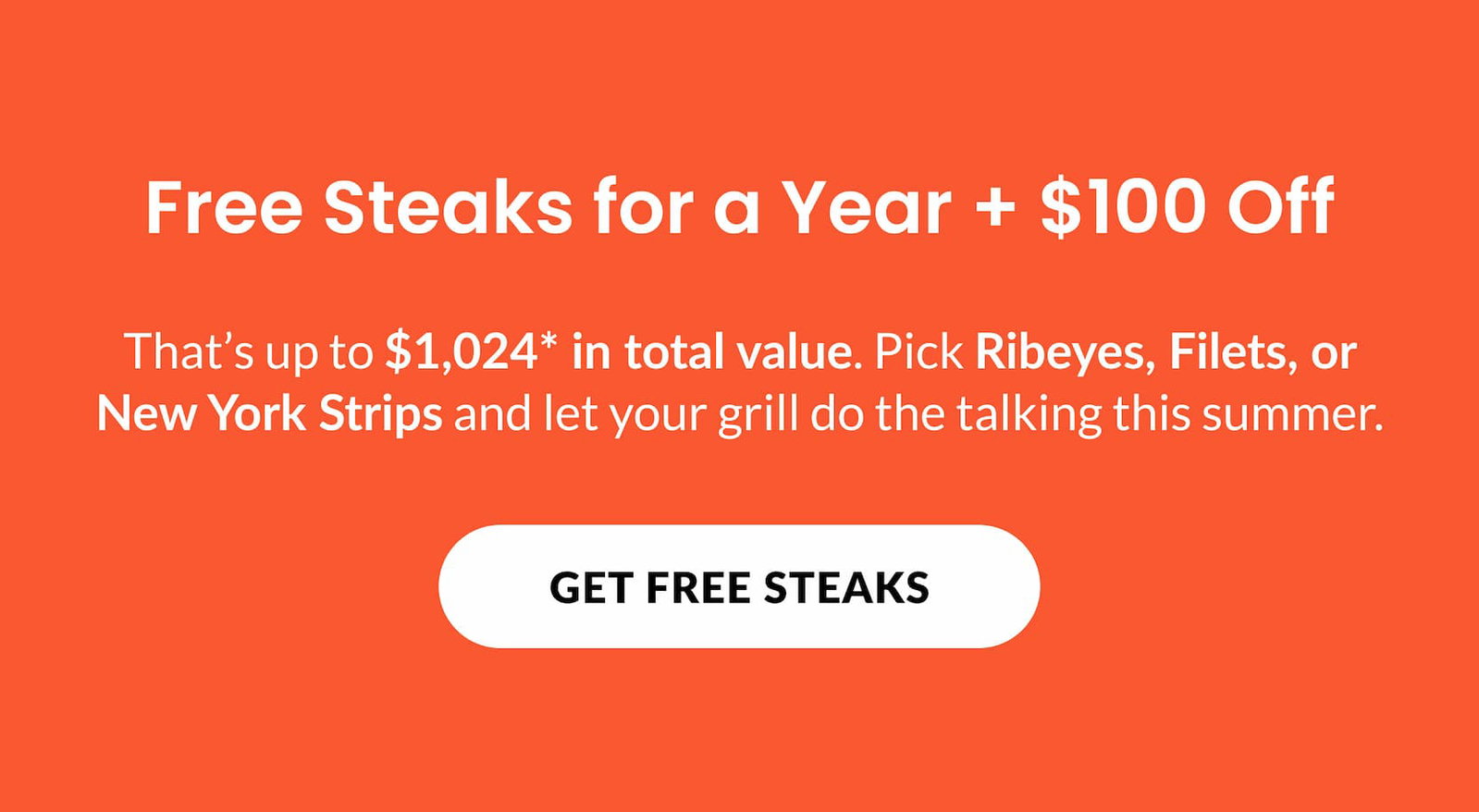 Free Steaks for a Year + $100 OFF | GET FREE STEAKS