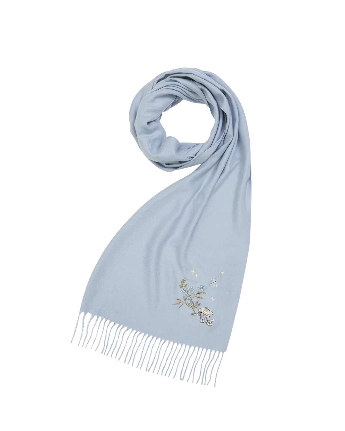 Image of 30% off Magical Mushroom Embroidered Cosy Blue Scarf