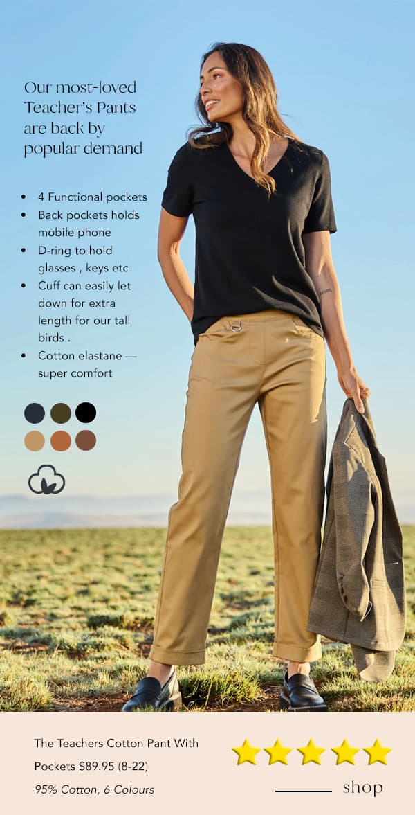 the teachers cotton pant with pockets sandstone