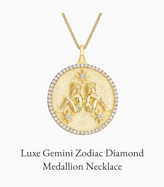 Luxe Gemini Zodiac Diamond Medallion Necklace 