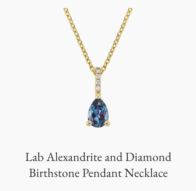 Lab Alexandrite and Diamond Birthstone Pendant Necklace 
