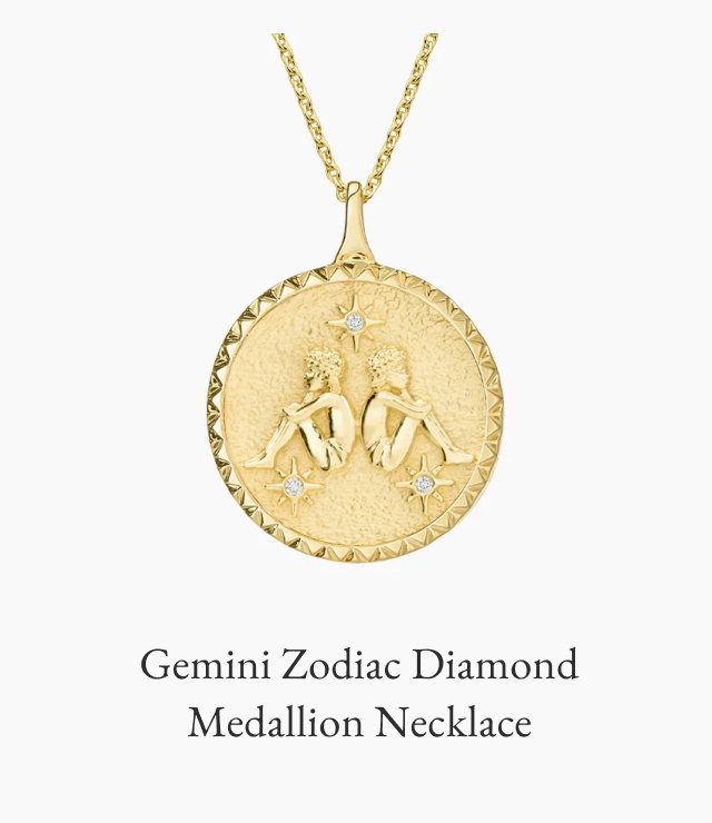 Gemini Zodiac Diamond Medallion Necklace