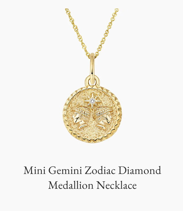 Mini Gemini Zodiac Diamond Medallion Necklace