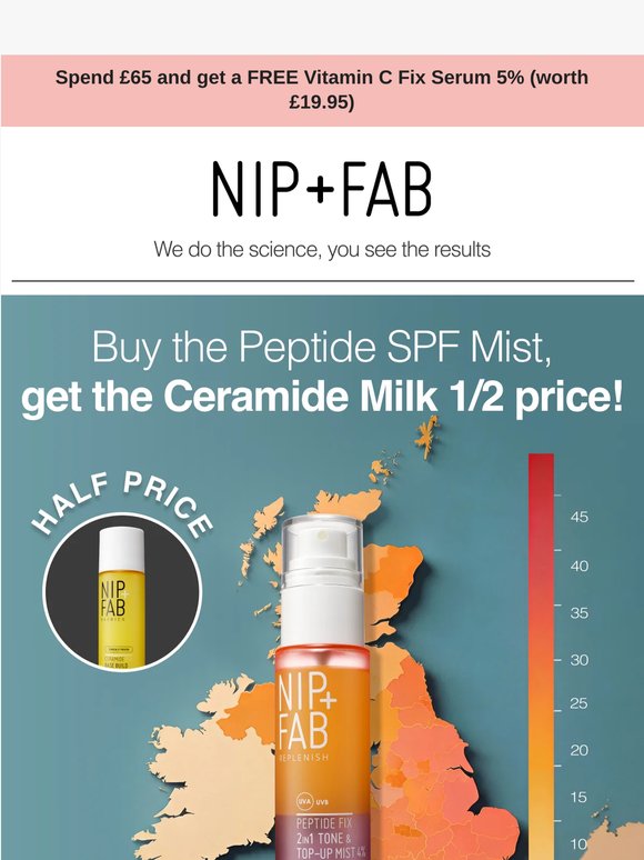 Buy the Peptide SPF Mist get the Ceramide Milk 1/2 price
