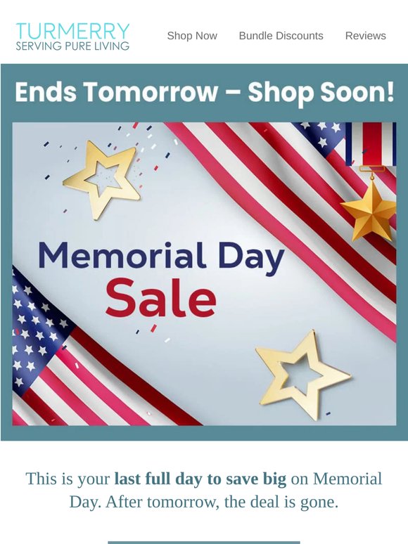 Ends Tomorrow: 20% OFF Memorial Day Sale ⏰