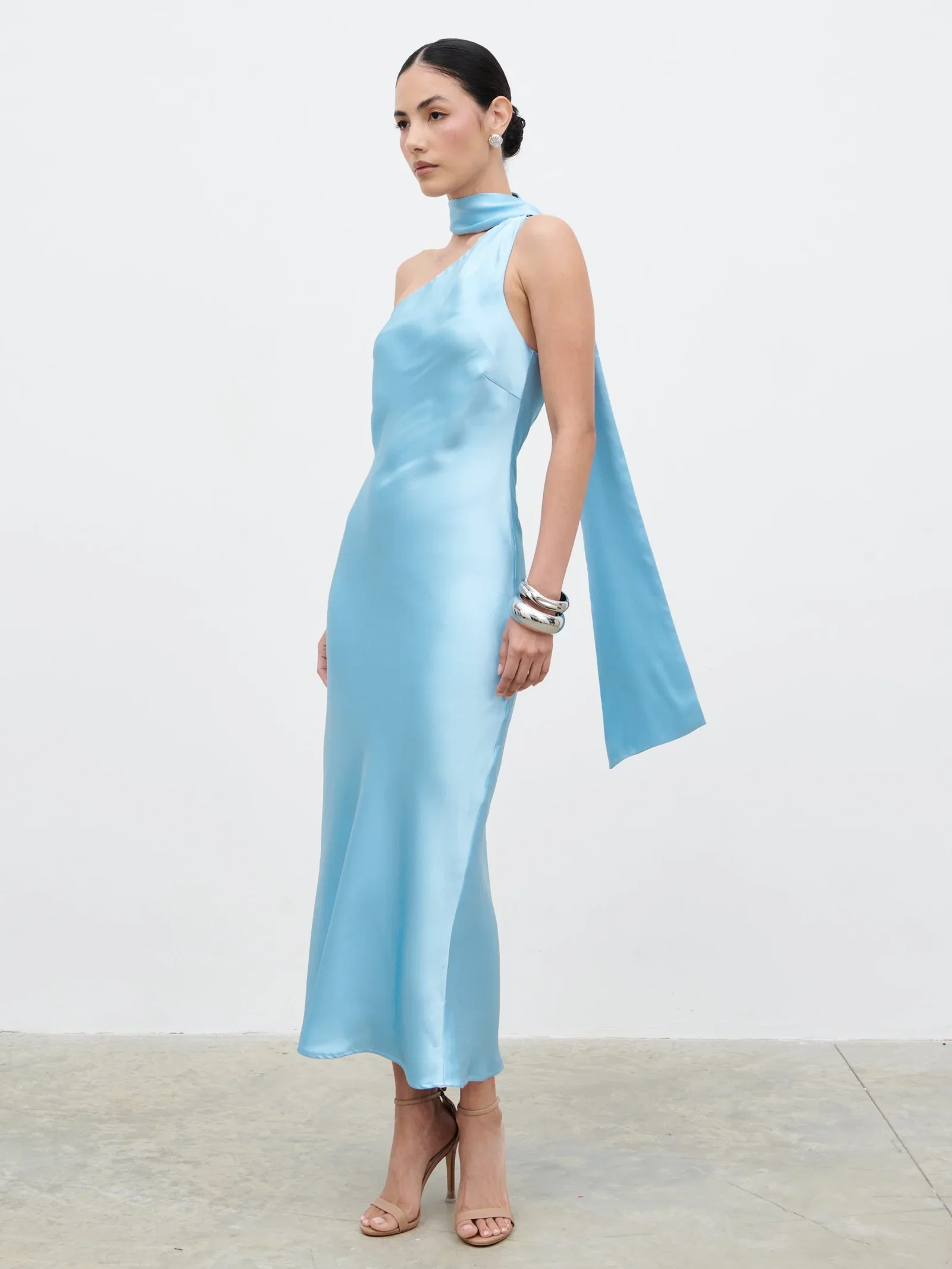Image of Sheree Scarf Midaxi Dress - Sky Blue