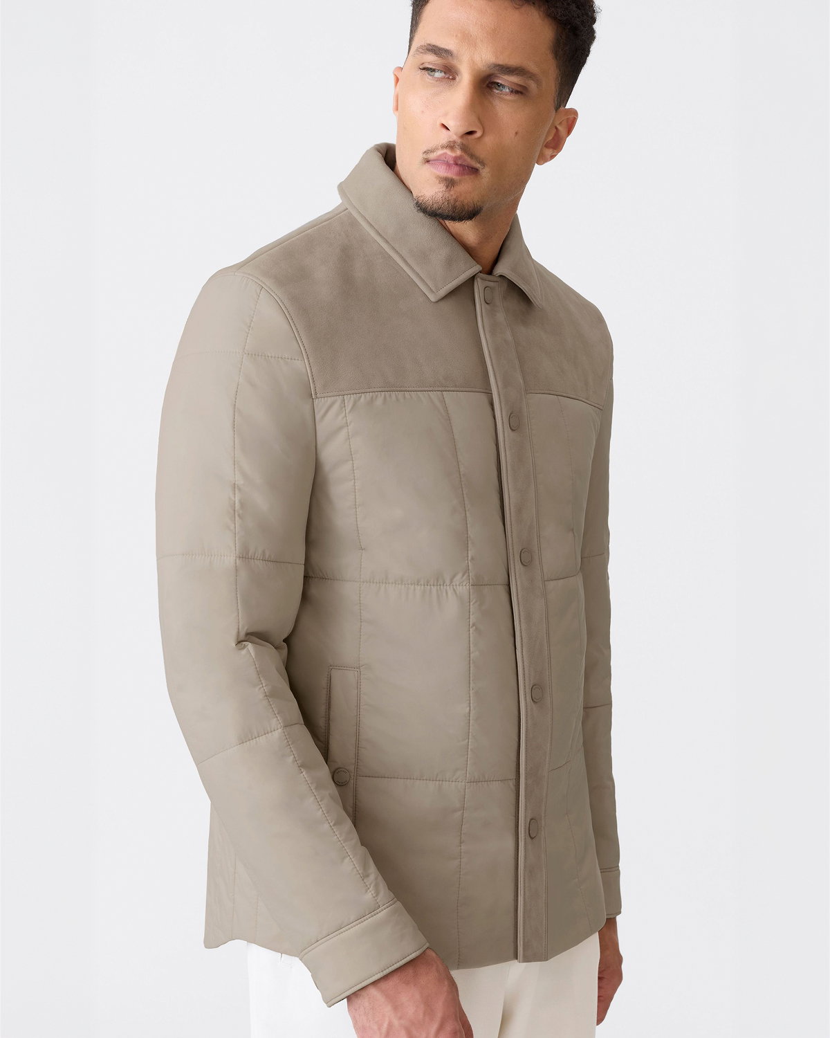HENRIK Mixed-Media Suede Shirt Jacket for Men