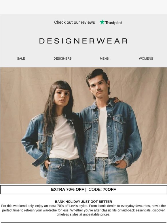 Extra 70% Off Levi's | Weekend Only 😱