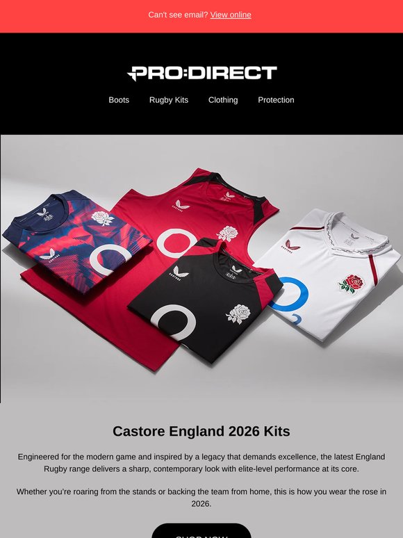 New: 2026 Castore England 2026 Kits!