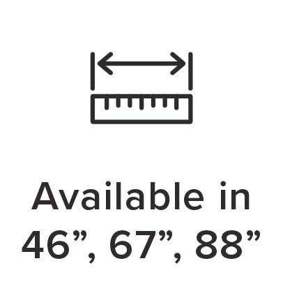 Icon of ruler with sizes: 46", 67", 88".
