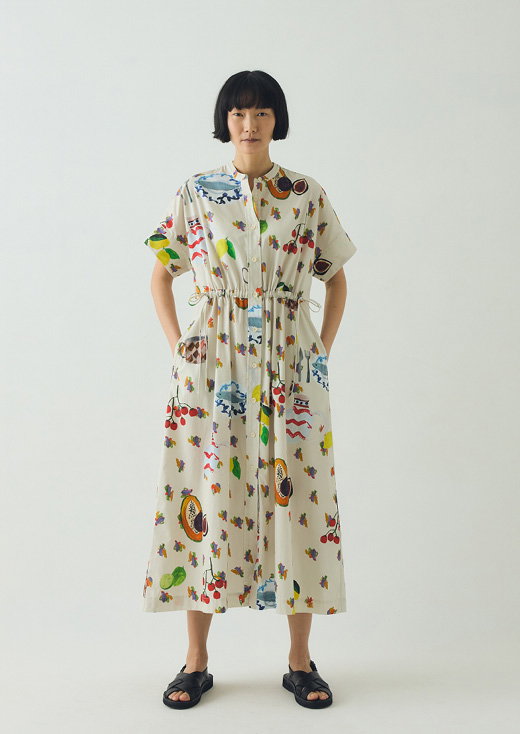 Table Setting Print Cotton Dress