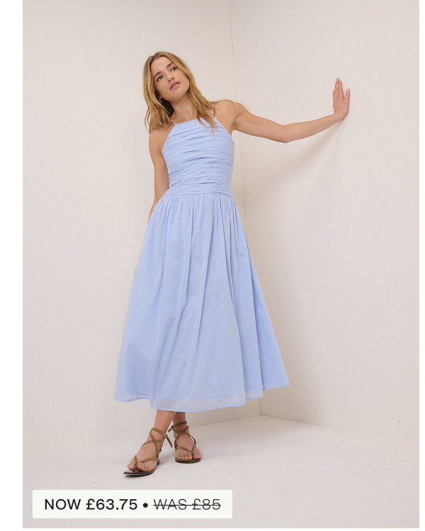 Blue Drop Waist Talia Midi Dress 