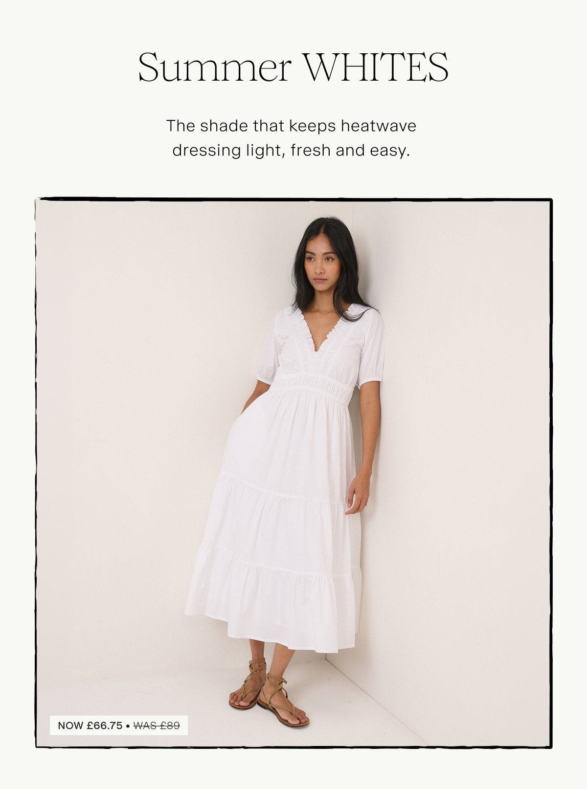 White Tiered Madison Midi Dress 