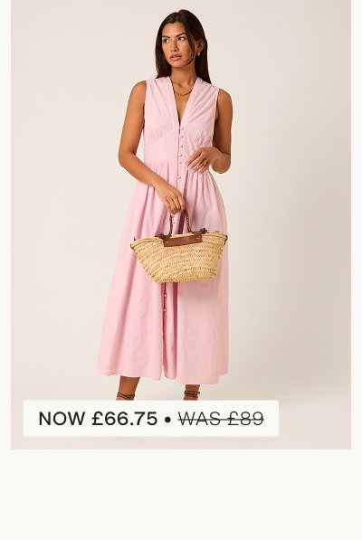 Baby Pink Sleeveless Starlight Midi Dress