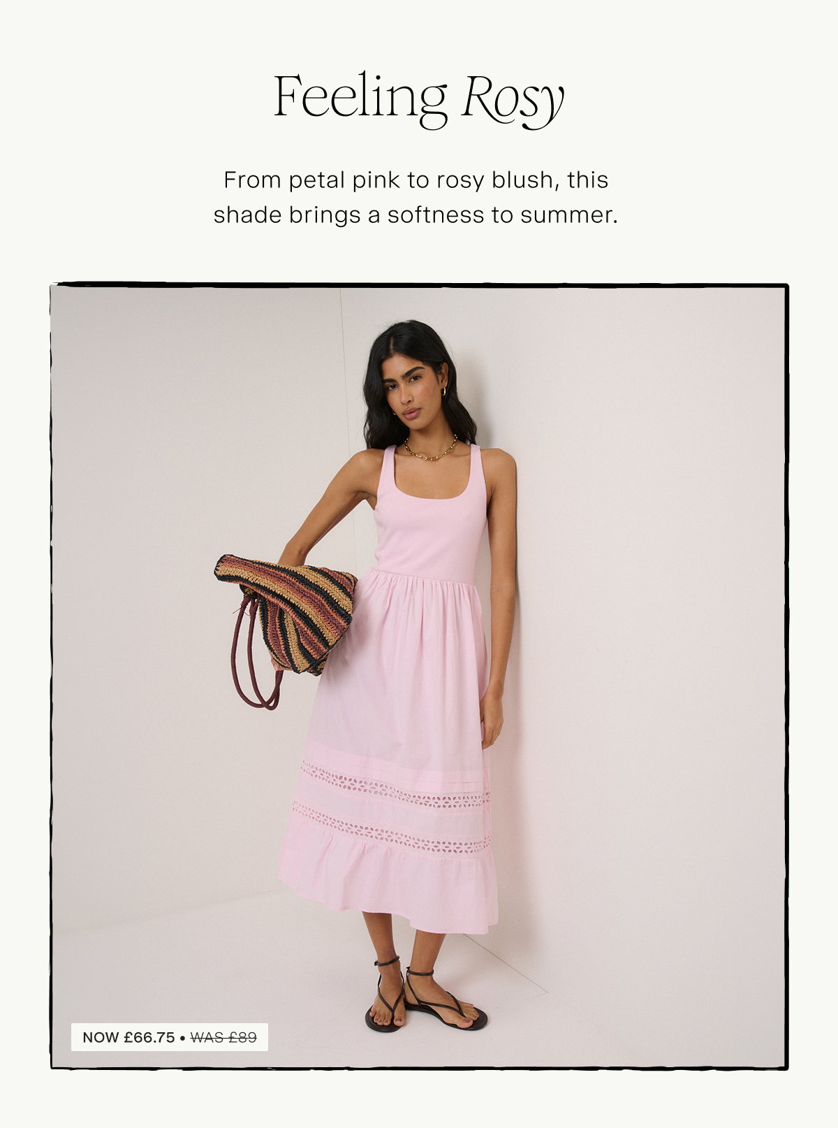 Pink Scoop Neck Everleigh Midi Dress