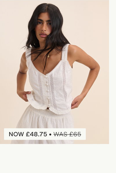 White Broderie Anglaise Lace Trim Top