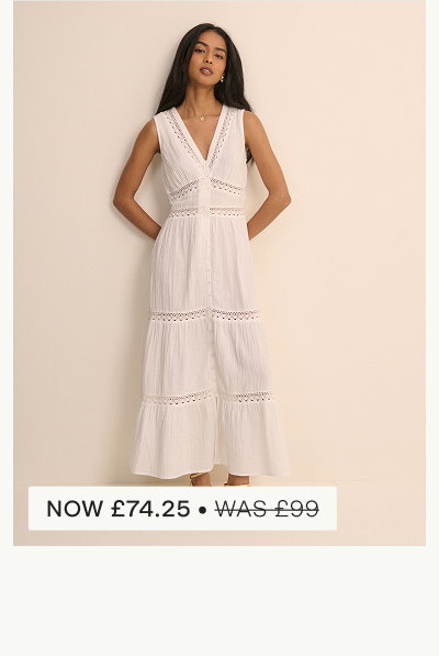 White Broderie Anglaise Wrena Midi Dress