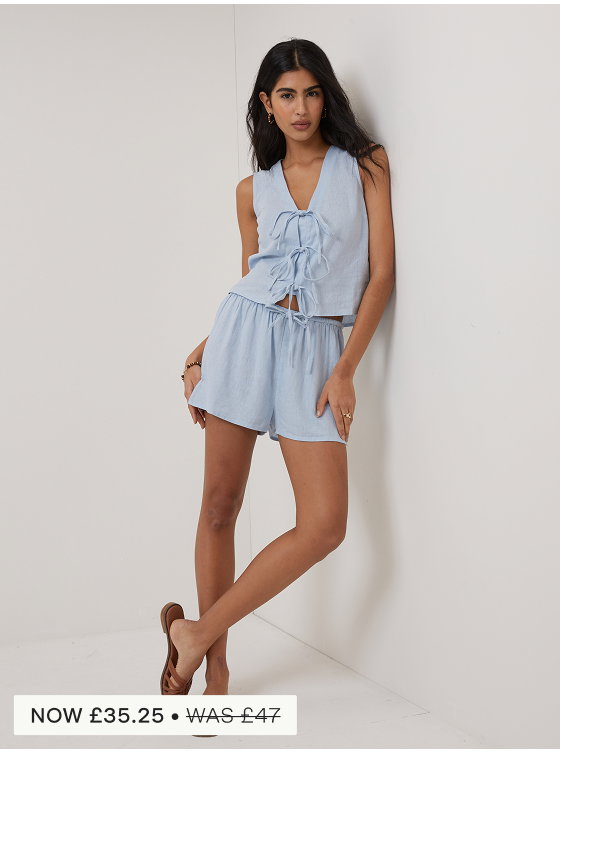 Light Blue Drawstring Shorts