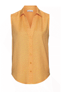 LASCANA Blusentop aus softer Webware mit Leinenanteil mango peach, blau und beige