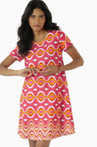 Aniston SELECTED Jerseykleid in leichter A-Linien-Form in orange-pink-weiß-rosa 