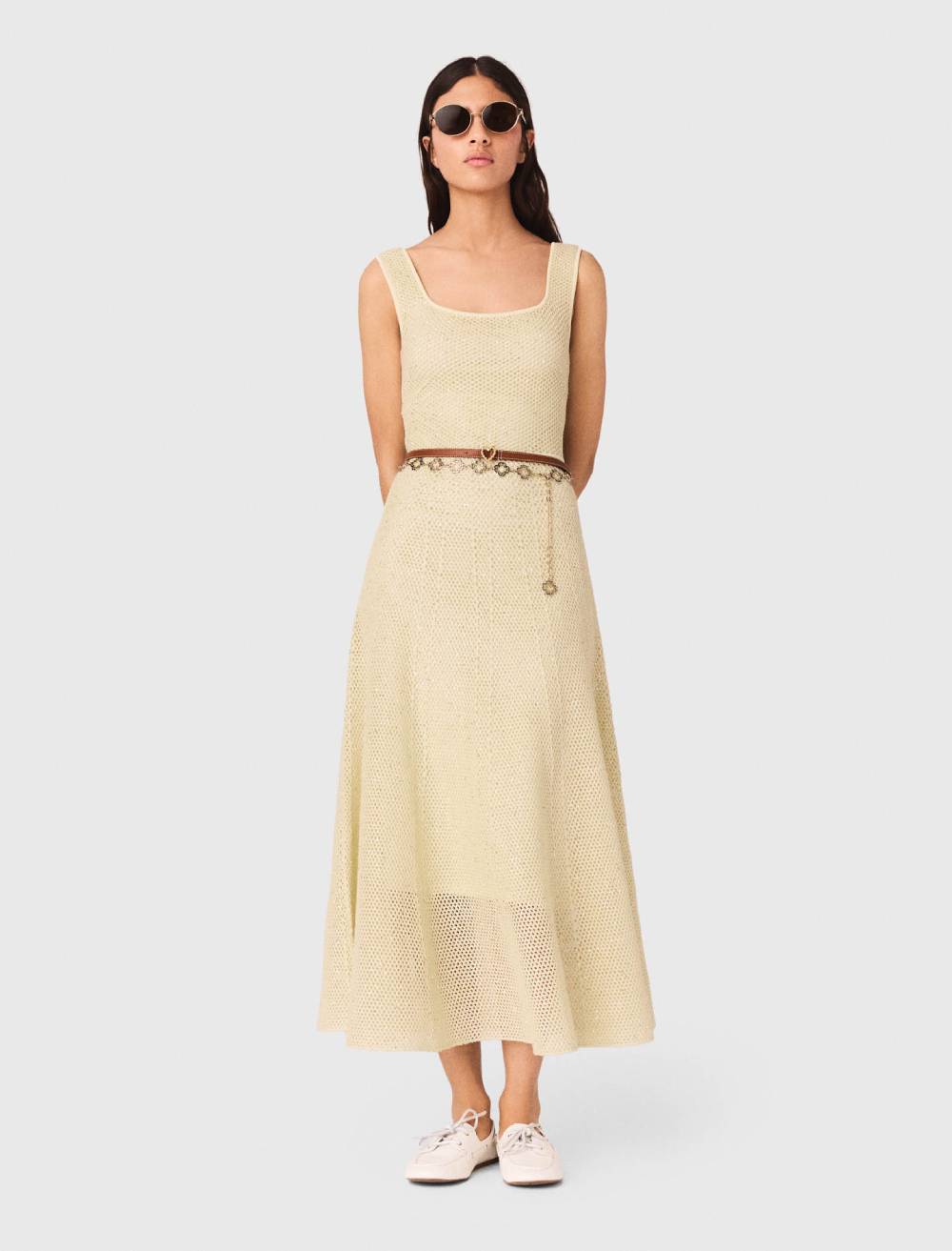 Robe longue en maille strassée