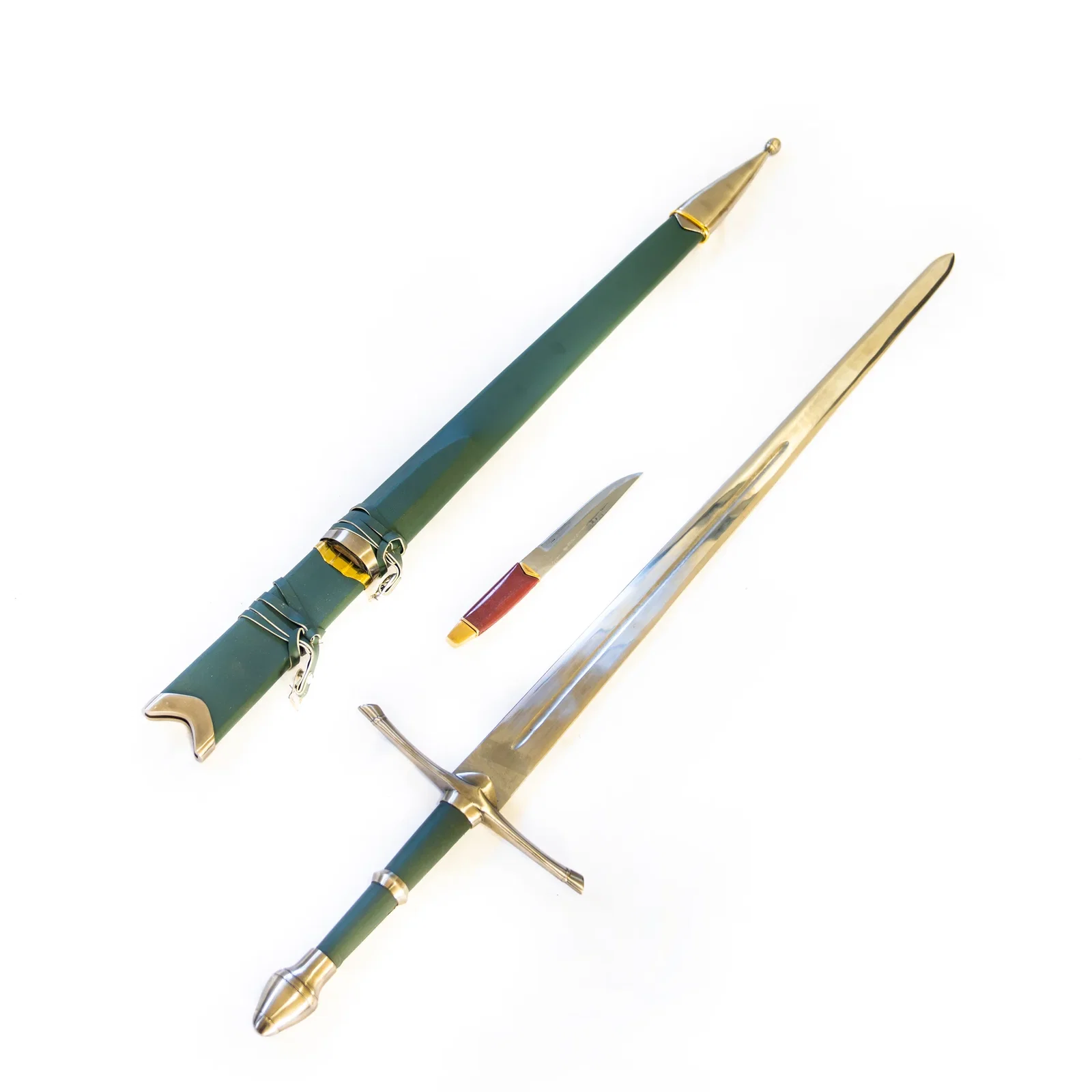Image of Longsword with Knife - Green - 44"- High Carbon 1095 Steel Sword With Clay Temper