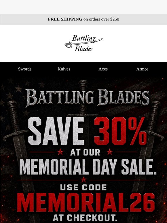 ⚔️ Memorial Day Discount Code: 30% Off All Items